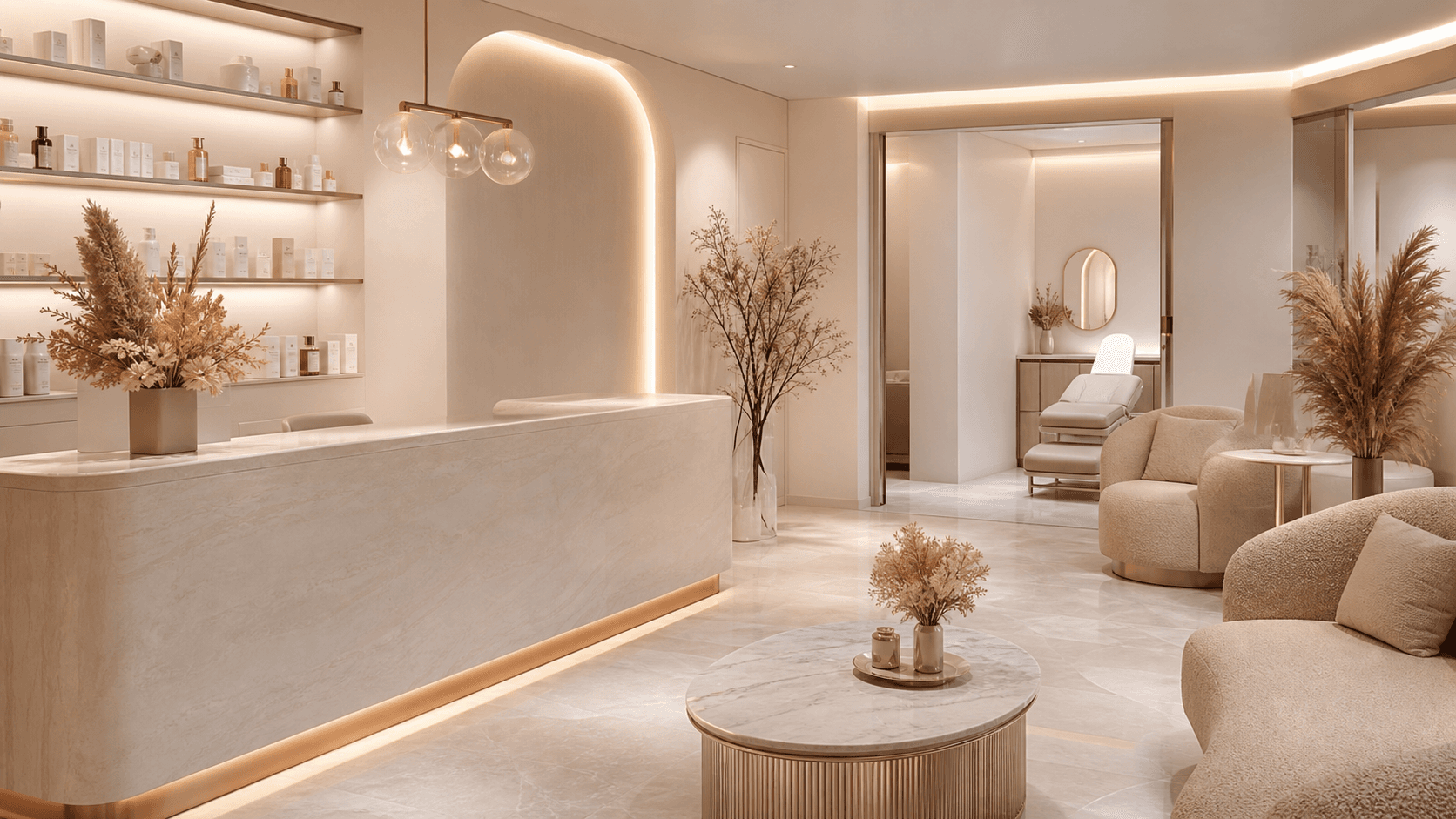 Calm ivory aesthetics clinic interior